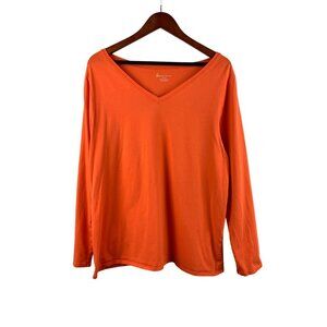 Lane Bryant Womens V-Neck Orange Long Sleeve Top Size 14/16